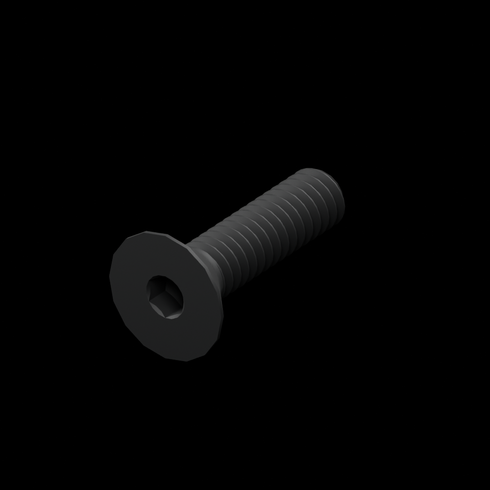 EXO-HDW 1/4-20 Flat-Head Hex-Drive Bolt - black-oxide stainless steel - clean isometric view