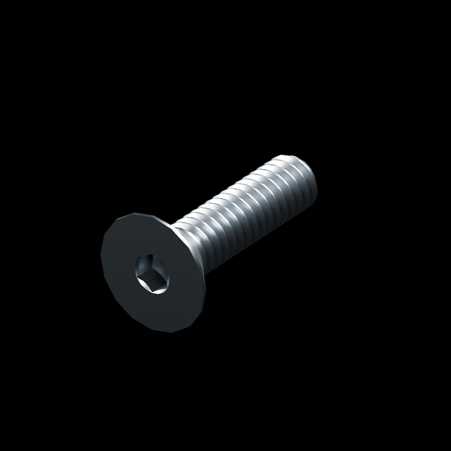 EXO-HDW 1/4-20 Flat-Head Hex-Drive Bolt - raw stainless steel - clean isometric view