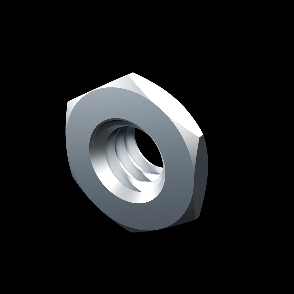 EXOHDW 1/4-20 Flush Nut - Raw stainless appearance reference - owner STEP geometry - R02 finish-controlled