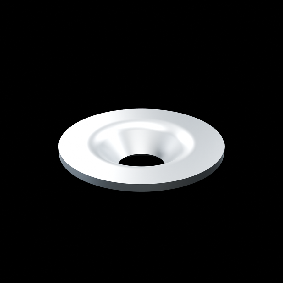 EXOWASHER configurable 1/4-20 interface washer - EXO-HDW-FW-14-100-FLUSH-RAW - Raw 304 stainless - HERO view - R04 finish-controlled