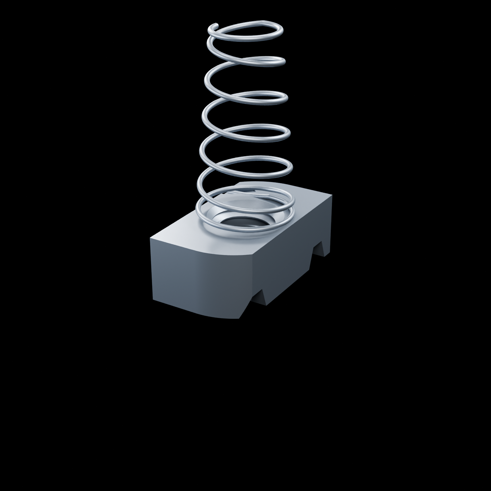 EXOSTRUT standard strut nut / 1/2-13 / With spring / Zinc-plated steel / exact McMaster-Carr 3259T15 STEP geometry