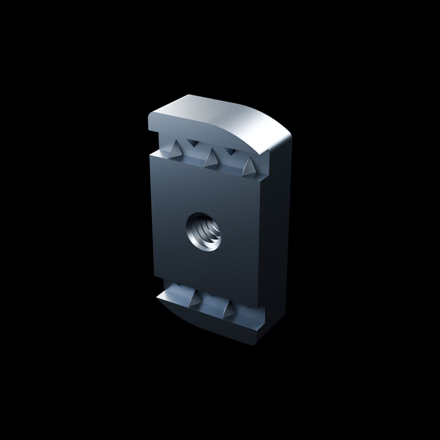 EXOSTRUT standard strut nut / 1/4-20 / No spring / 304 stainless steel / exact McMaster-Carr 3259T775 STEP geometry