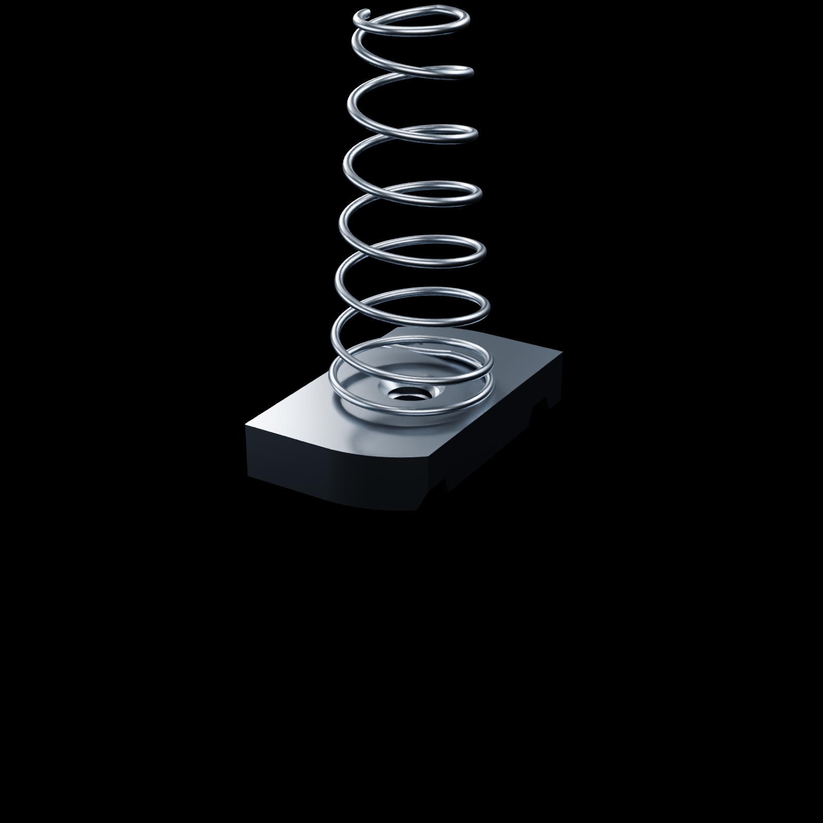 EXOSTRUT standard strut nut / 1/4-20 / With spring / 316 stainless steel / exact McMaster-Carr 3259T23 STEP geometry