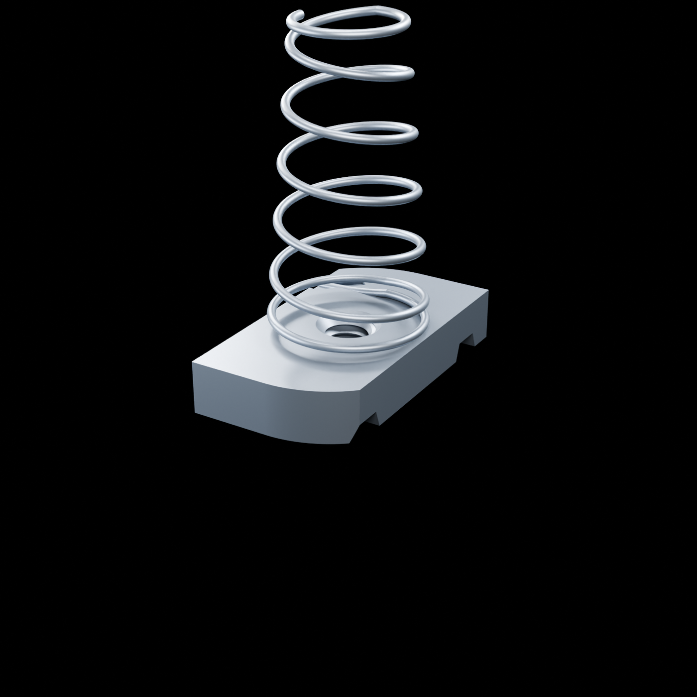EXOSTRUT standard strut nut / 1/4-20 / With spring / Zinc-plated steel / exact McMaster-Carr 3259T12 STEP geometry
