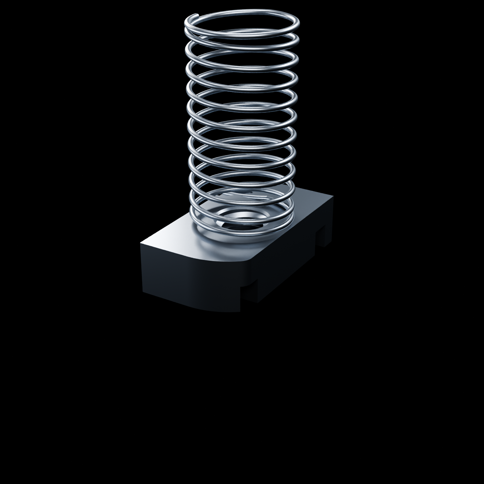 EXOSTRUT standard strut nut / 3/8-16 / With spring / 316 stainless steel / exact McMaster-Carr 3259T24 STEP geometry