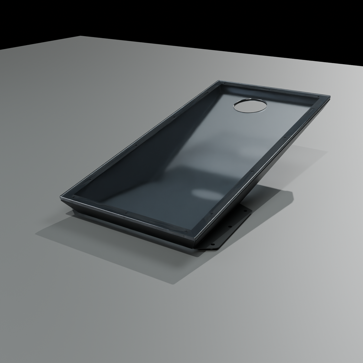 GFPC Park Cornhole / Super Durable Matte Black metal frame / clear unbranded polycarbonate playing surface