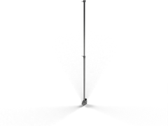 Gameday MVP Surface Mount / R01 / brushed stainless mounted flagpole presentation / authored CAD geometry