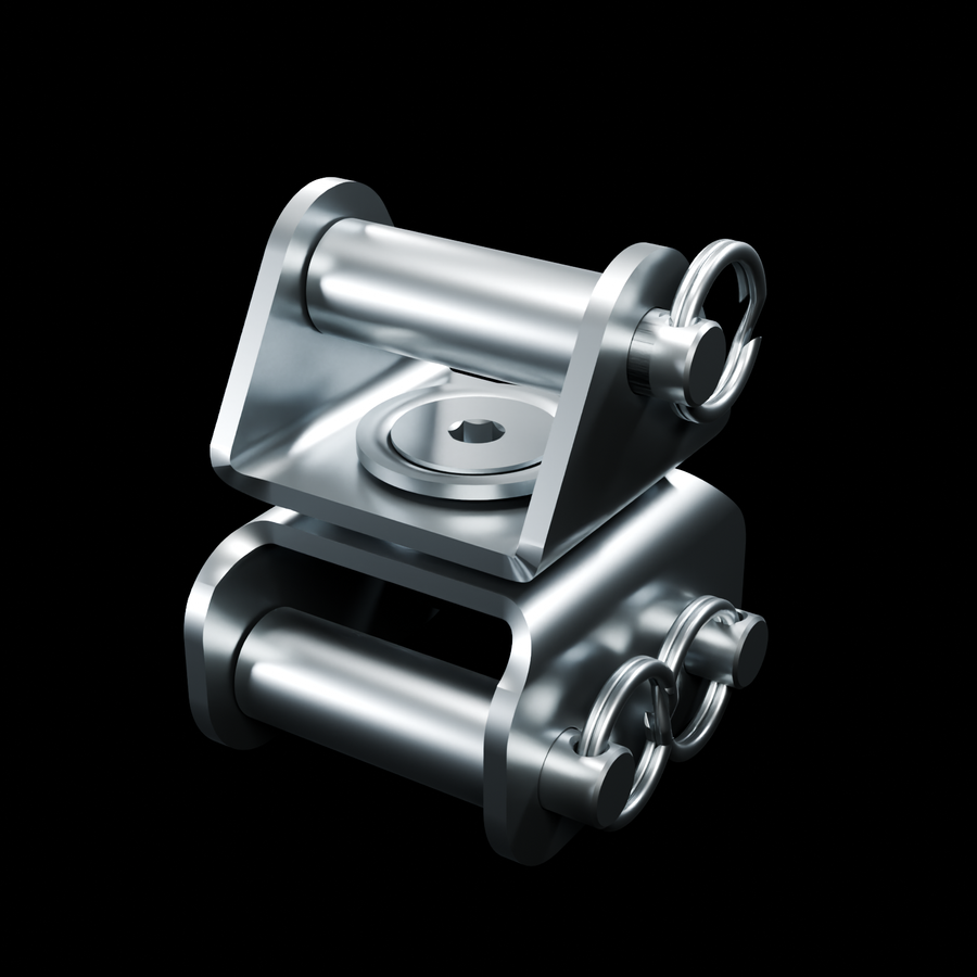RolyPulley pair rotated into an aligned strap-routing position