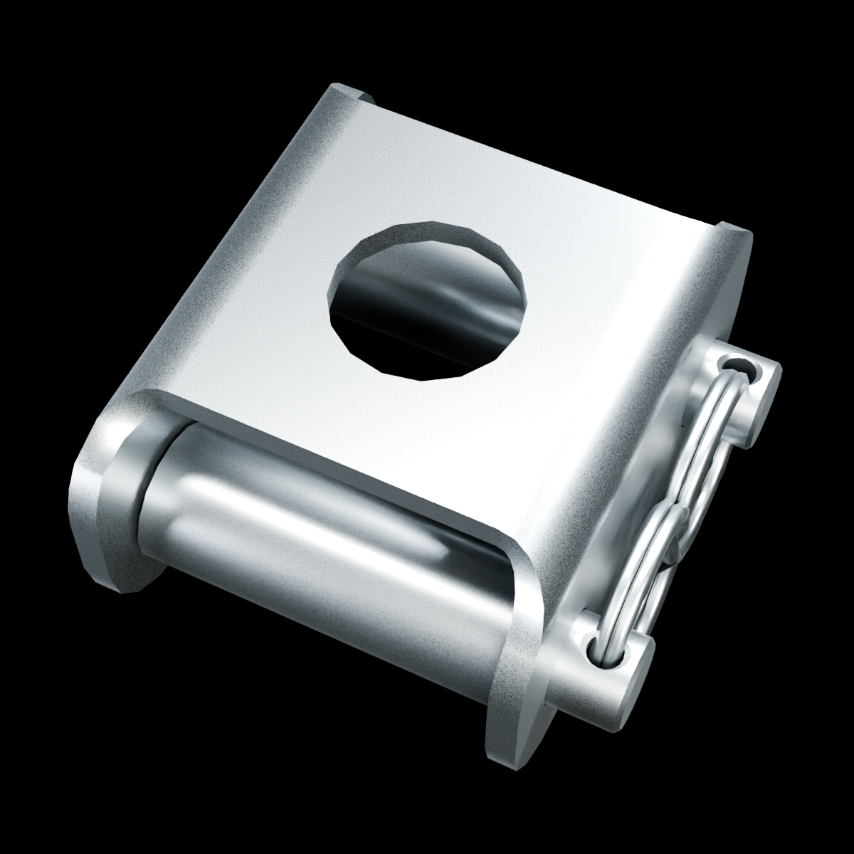 RolyPulley Dually — 1 in - tumbled polished 304 stainless steel - MOUNT view