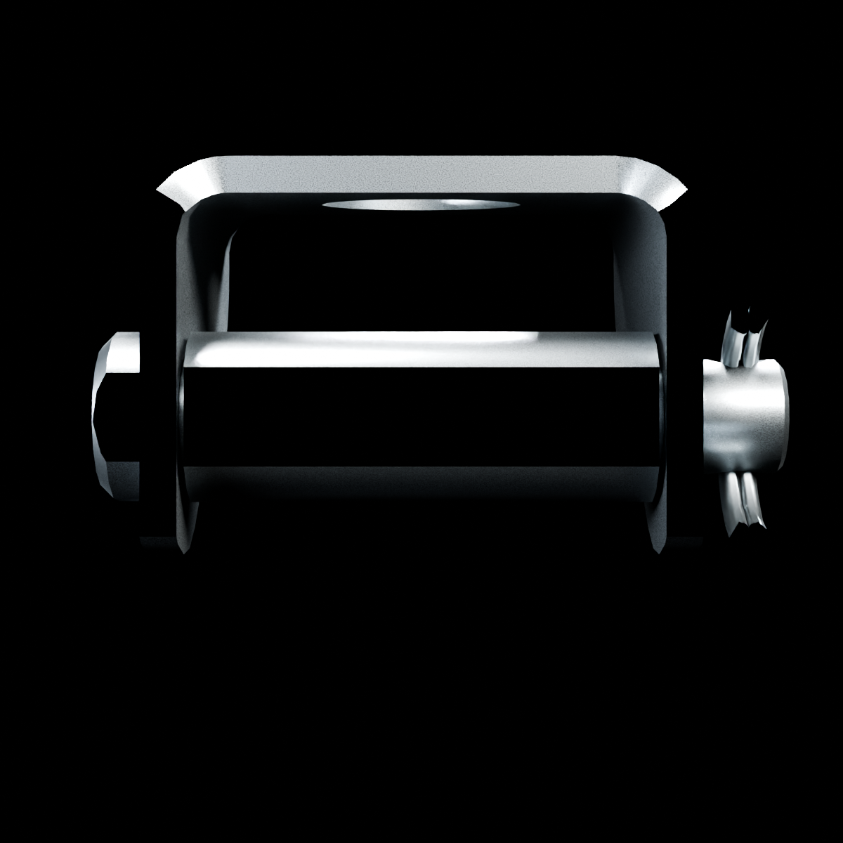RolyPulley Offset — 1 in - tumbled polished 304 stainless steel - FRONT view