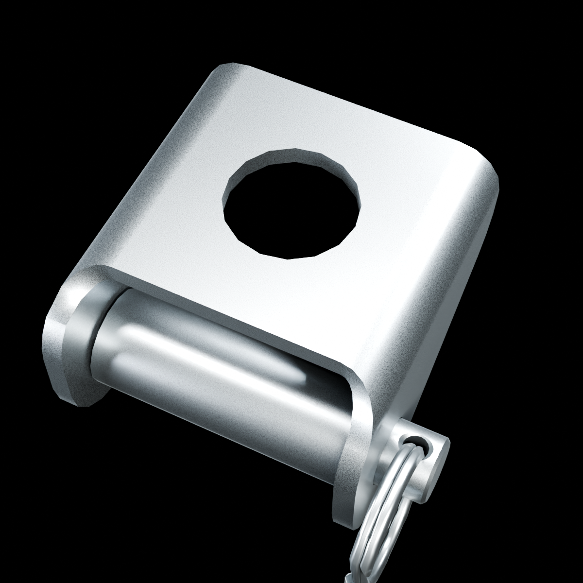 RolyPulley Offset — 1 in - tumbled polished 304 stainless steel - MOUNT view