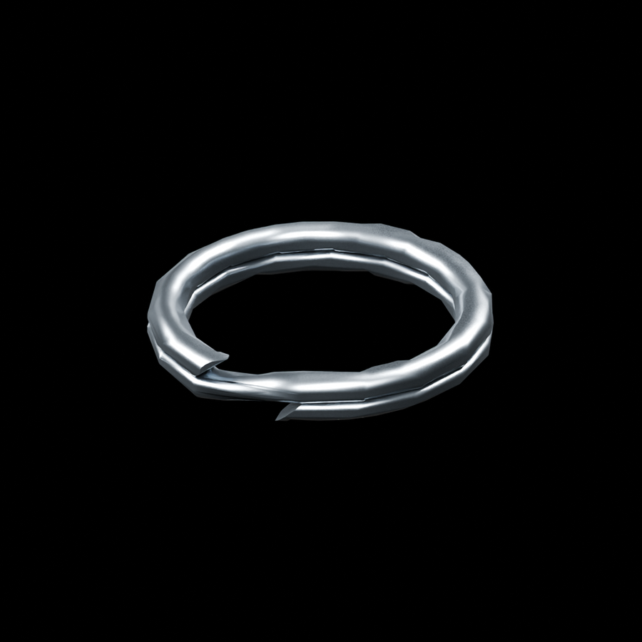 RolyPulley Split Ring Replacement - raw stainless steel - clean isometric view