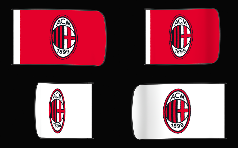 AC Milan Authentic Gameday Flag — clean four-view front design, front flying, back flying, and back design proof — source_sha256=2e1cd811d3018ab23990ca6172b050c3dd3f7be0cfb05defaf454d0a041865c4