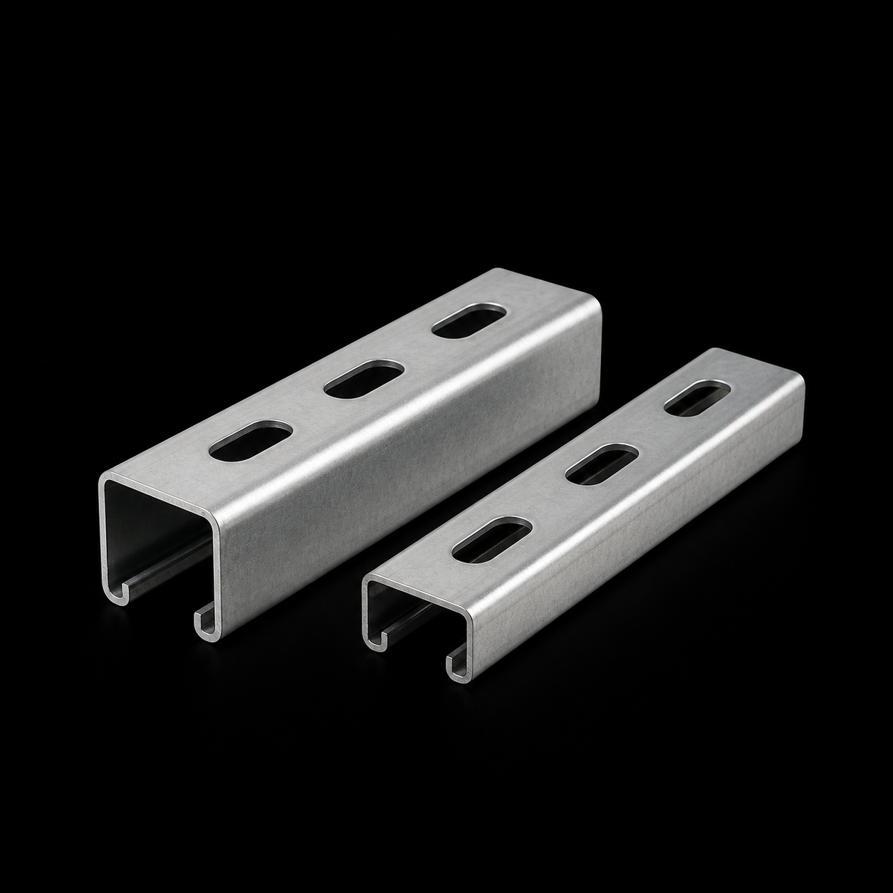EXOSTRUT STD UNIVERSAL STRUT / galvanized three-slot channel profiles / EXO reference rendering / revision 1