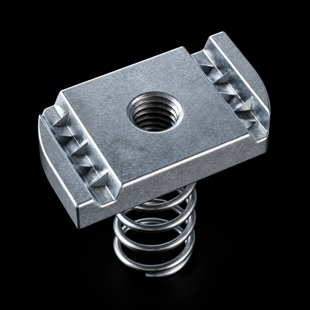 EXOSTRUT STRUT NUT / galvanized spring channel nut / EXO reference rendering / revision 1