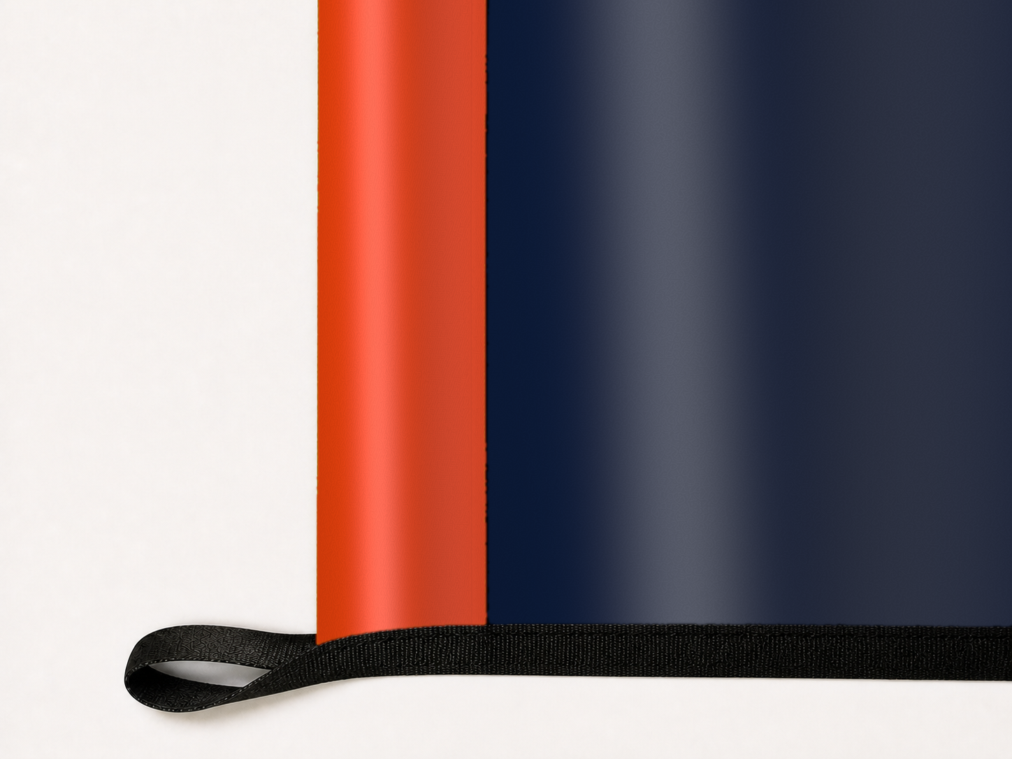 Chicago Bears Authentic Gameday Flag underside and personalization construction view — continuous restrained woven-satin Chicago Bears Accent header, textured Chicago Bears Primary face, lower black loop and perimeter webbing — source_sha256=725c092e32862acc9a59cd940cc9555f5d81d4407bd5d9f08340bc76ff69e819