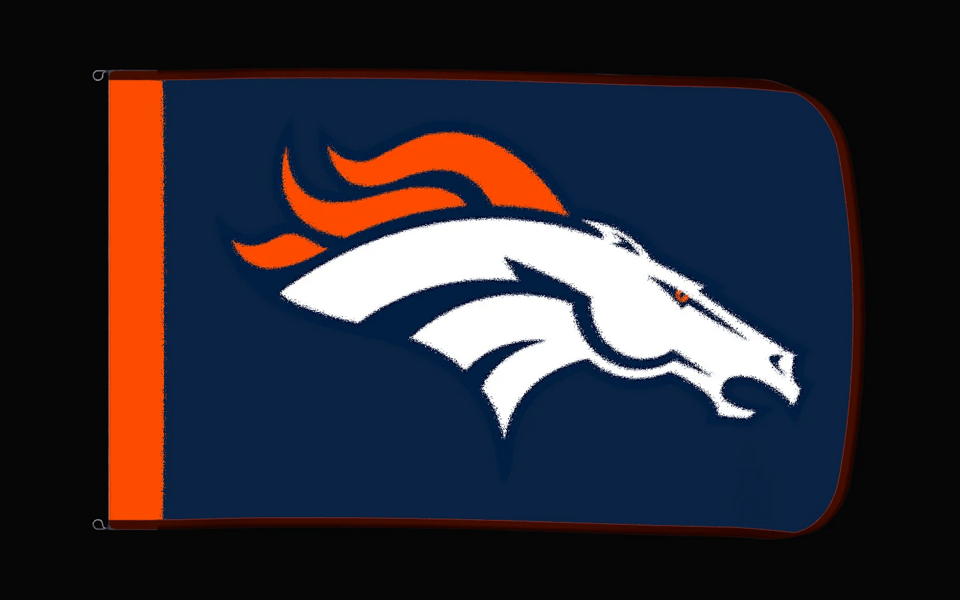 EXO rotating product view — Denver Broncos Authentic Gameday Flag — controlled catalog turntable