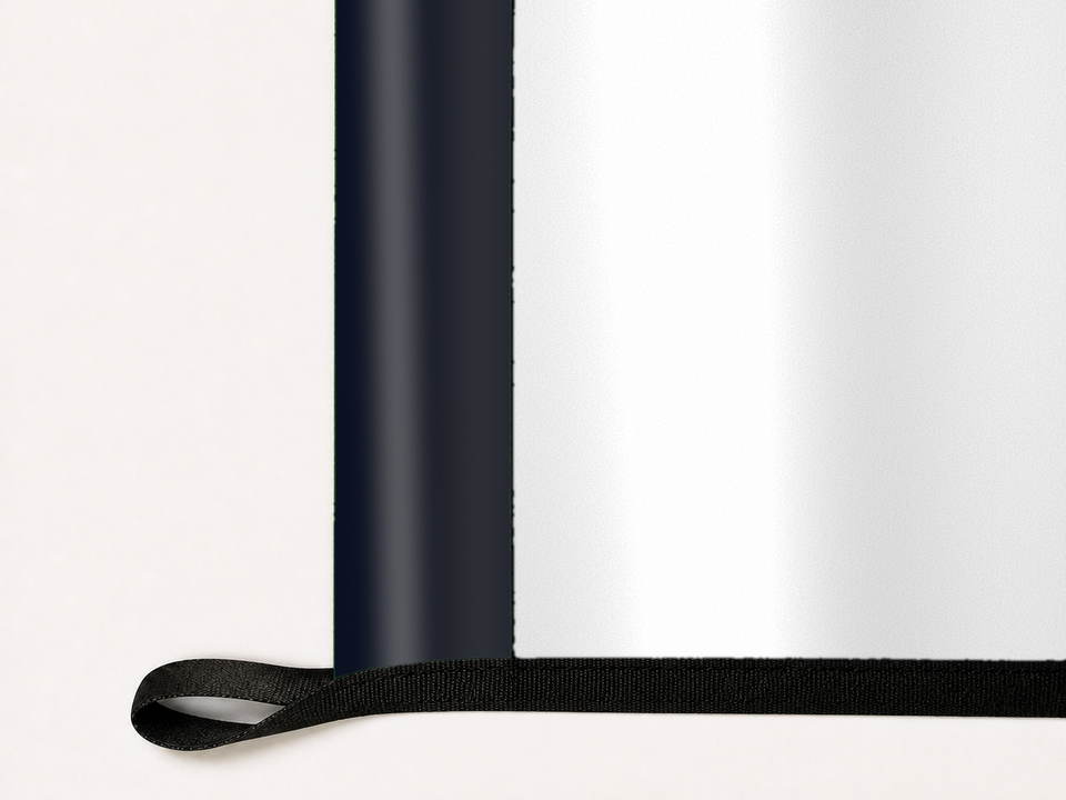 Tottenham Hotspur Authentic Gameday Flag underside and personalization construction view — continuous restrained woven-satin Tottenham Hotspur Accent header, textured Tottenham Hotspur Primary face, lower black loop and perimeter webbing — source_sha256=e9e14e6c803ef9554d708b5909875d8f37ac2a782a4f439e814007c778e750b8