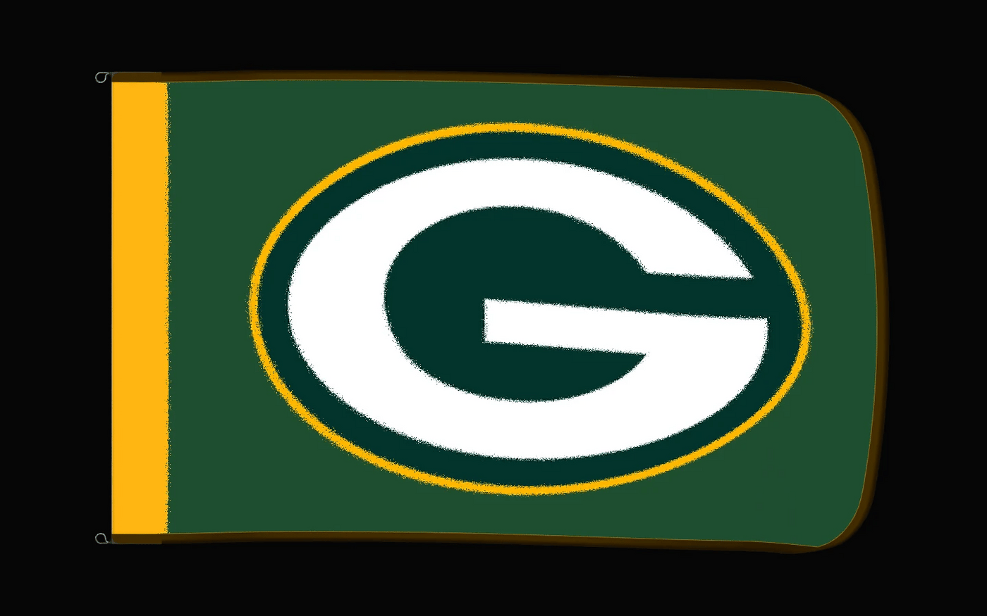 EXO rotating product view — Green Bay Packers Authentic Gameday Flag — controlled catalog turntable