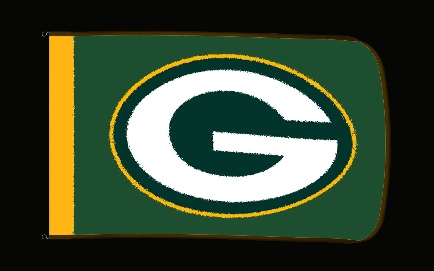 EXO rotating product view — Green Bay Packers Authentic Gameday Flag — controlled catalog turntable