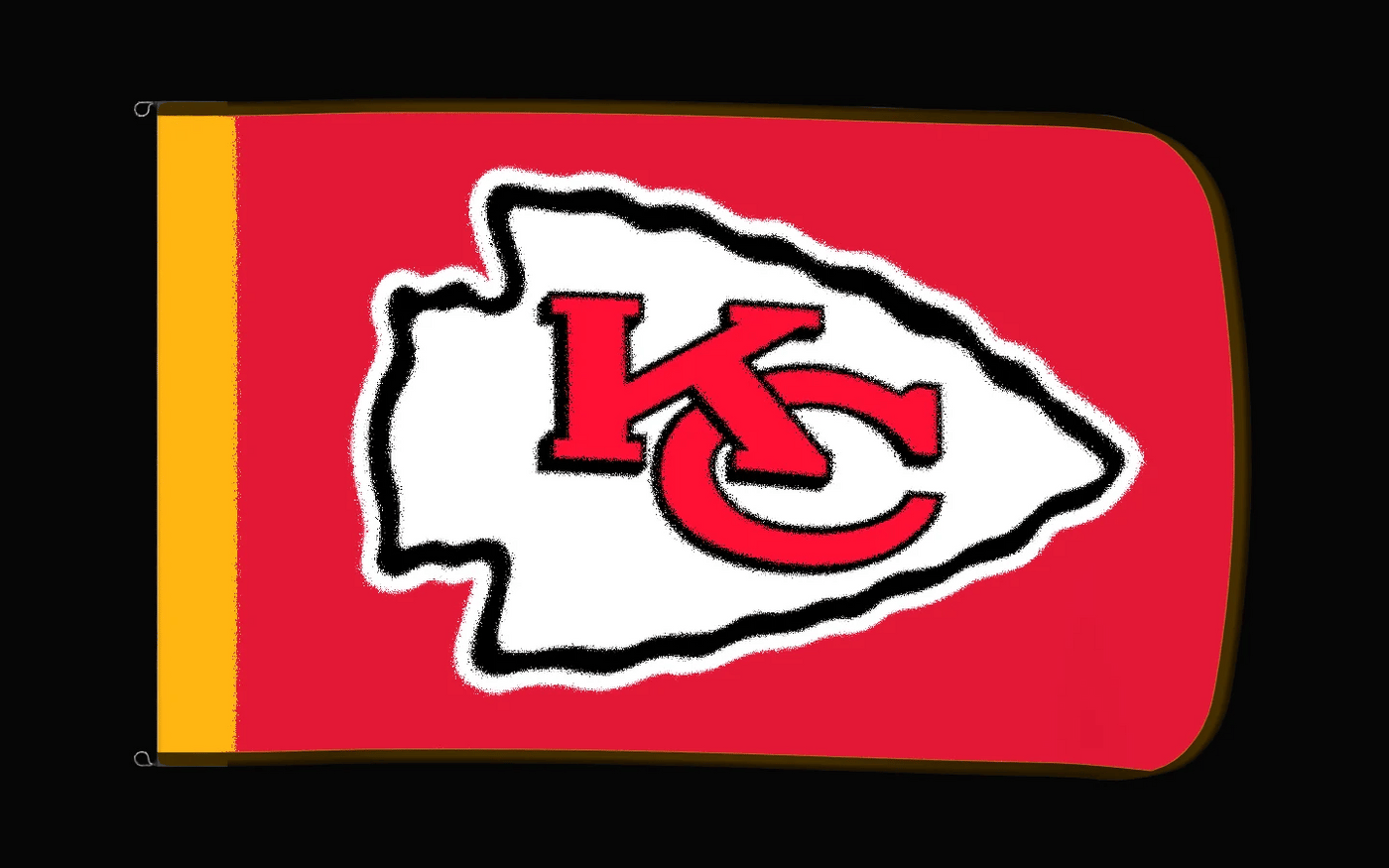 EXO rotating product view — Kansas City Chiefs Authentic Gameday Flag — controlled catalog turntable