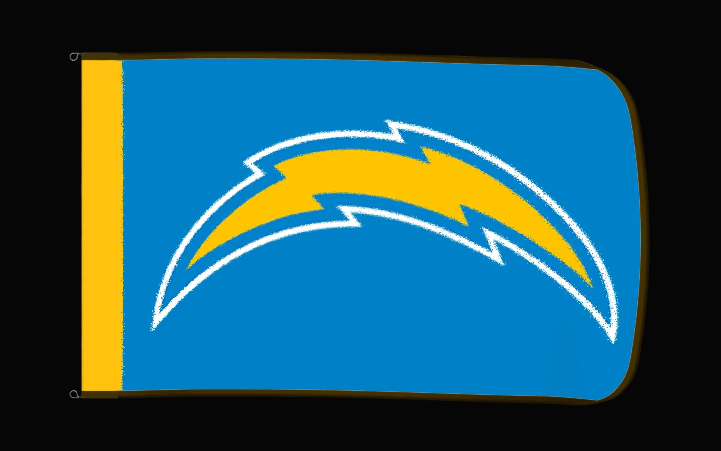 EXO rotating product view — Los Angeles Chargers Authentic Gameday Flag — controlled catalog turntable
