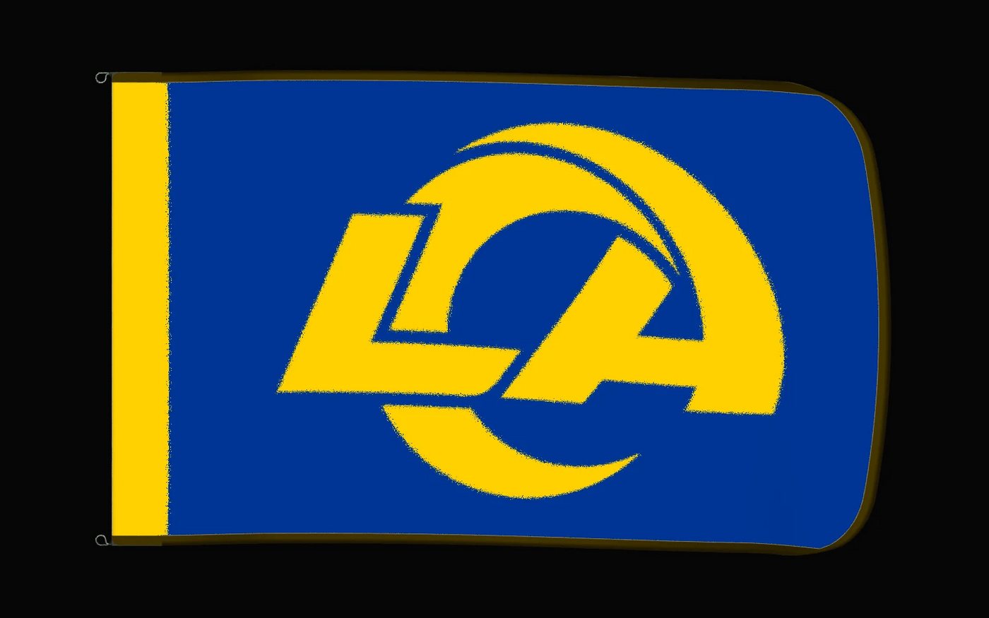 EXO rotating product view — Los Angeles Rams Authentic Gameday Flag — controlled catalog turntable