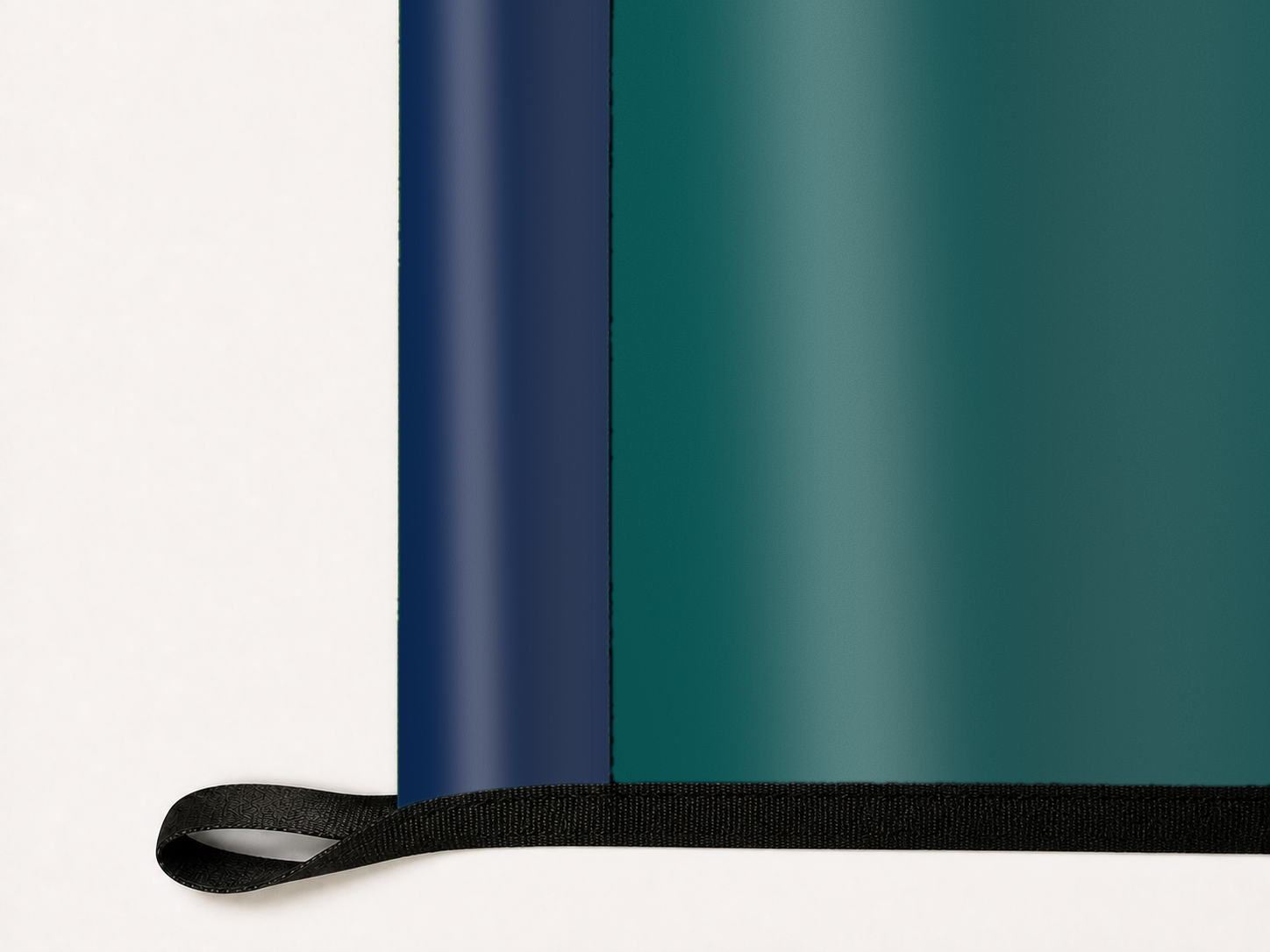 Seattle Mariners Authentic Gameday Flag underside and personalization construction view — continuous restrained woven-satin Seattle Mariners Accent header, textured Seattle Mariners Primary face, lower black loop and perimeter webbing — source_sha256=018121c35ccb2c6f2f4dd5690852b482d0624c70cabfb63052960ccaef97a84c