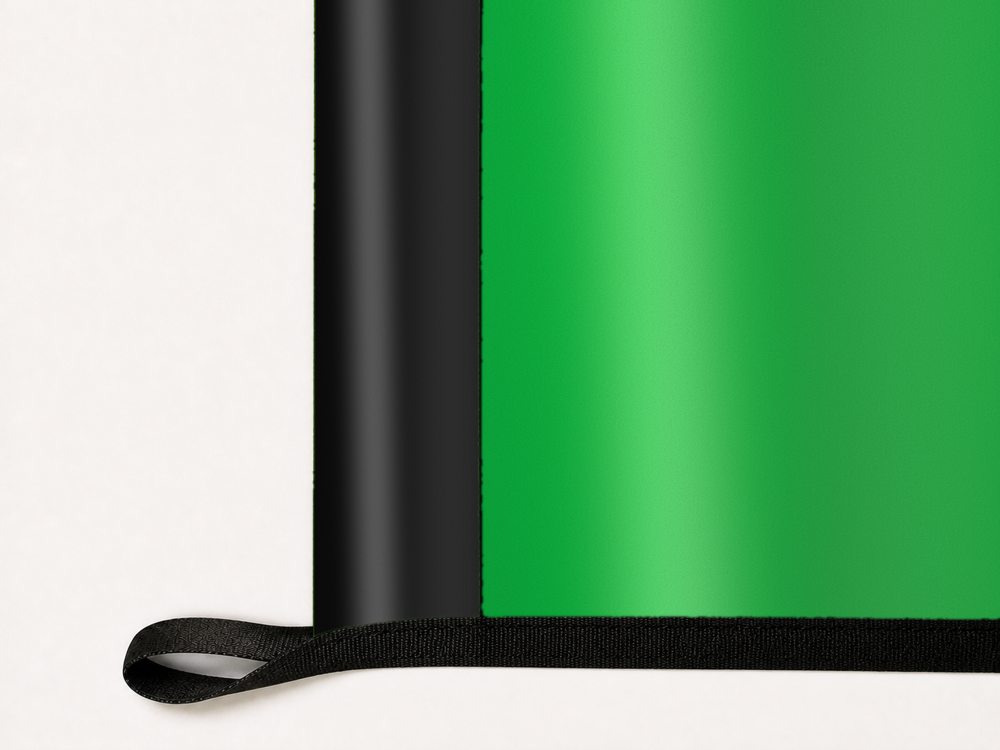 Austin FC Authentic Gameday Flag underside and personalization construction view — continuous restrained woven-satin Austin FC Accent header, textured Austin FC Primary face, lower black loop and perimeter webbing — source_sha256=8ec19bf699d27f009f235969b7964e9b7d7de6444e4dbb0b29d05686993d92b8