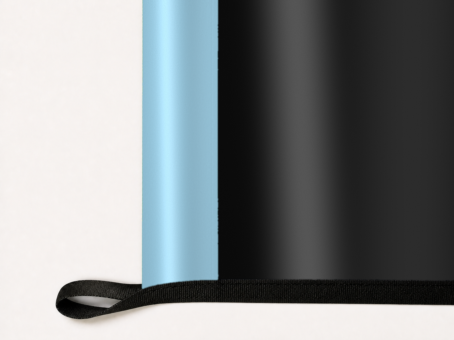 Minnesota United FC Authentic Gameday Flag underside and personalization construction view — continuous restrained woven-satin Minnesota United FC Accent header, textured Minnesota United FC Primary face, lower black loop and perimeter webbing — source_sha256=d8cc351f17677bb3665e730bb61fea775a1f82d82f32152ba61917d954a7f940