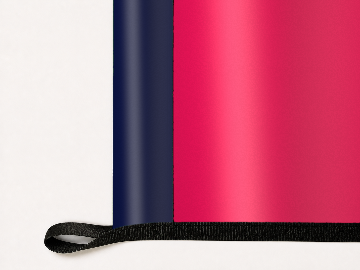 St. Louis CITY SC Authentic Gameday Flag underside and personalization construction view — continuous restrained woven-satin St. Louis CITY SC Accent header, textured St. Louis CITY SC Primary face, lower black loop and perimeter webbing — source_sha256=d82793c143d594d26d14d335407eb96eb51172befd6e47087474ee1b561c3f91