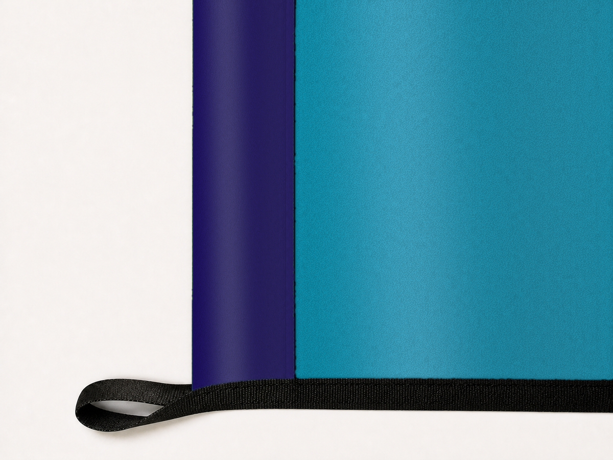 Charlotte Hornets Authentic Gameday Flag underside and personalization construction view — continuous restrained woven-satin Charlotte Hornets Accent header, textured Charlotte Hornets Primary face, lower black loop and perimeter webbing — source_sha256=794a6f8f20c0afdee4f61edbac4821547bdef37b6ecb8c3813fa1e16aff5415f