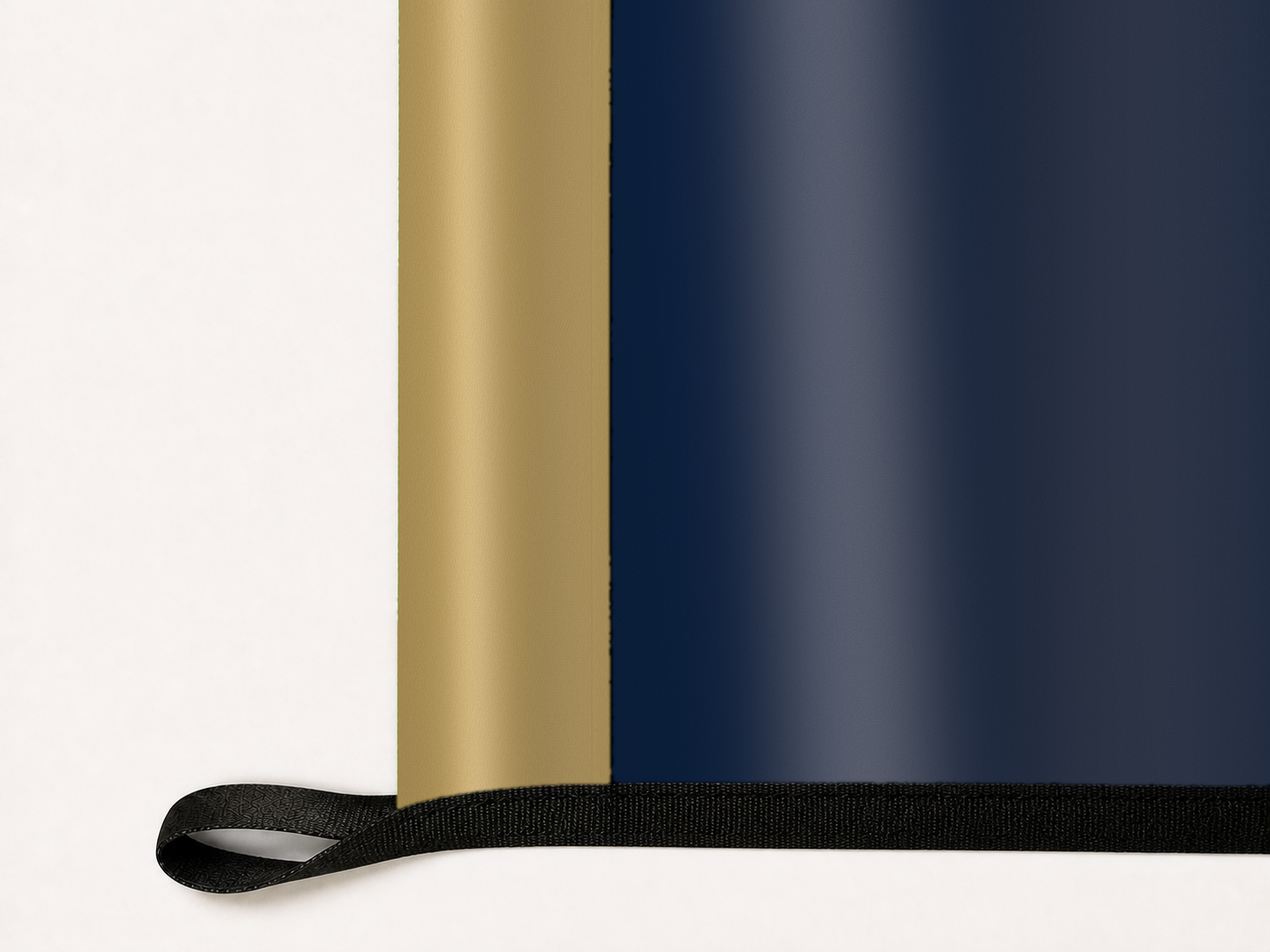 New Orleans Pelicans Authentic Gameday Flag underside and personalization construction view — continuous restrained woven-satin New Orleans Pelicans Accent header, textured New Orleans Pelicans Primary face, lower black loop and perimeter webbing — source_sha256=9b7b6786a8d980e2f8bc74ccda3958872a4b03f0ff4a043d1fceff7ad83b3291
