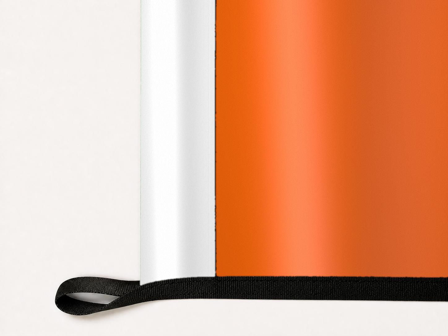 Clemson Tigers Authentic Gameday Flag underside and personalization construction view — continuous restrained woven-satin Clemson Tigers Accent header, textured Clemson Tigers Primary face, lower black loop and perimeter webbing — source_sha256=c2a73a243b164b8ea0dc2af4250861541d820162050ab2beea72287ae010f57d