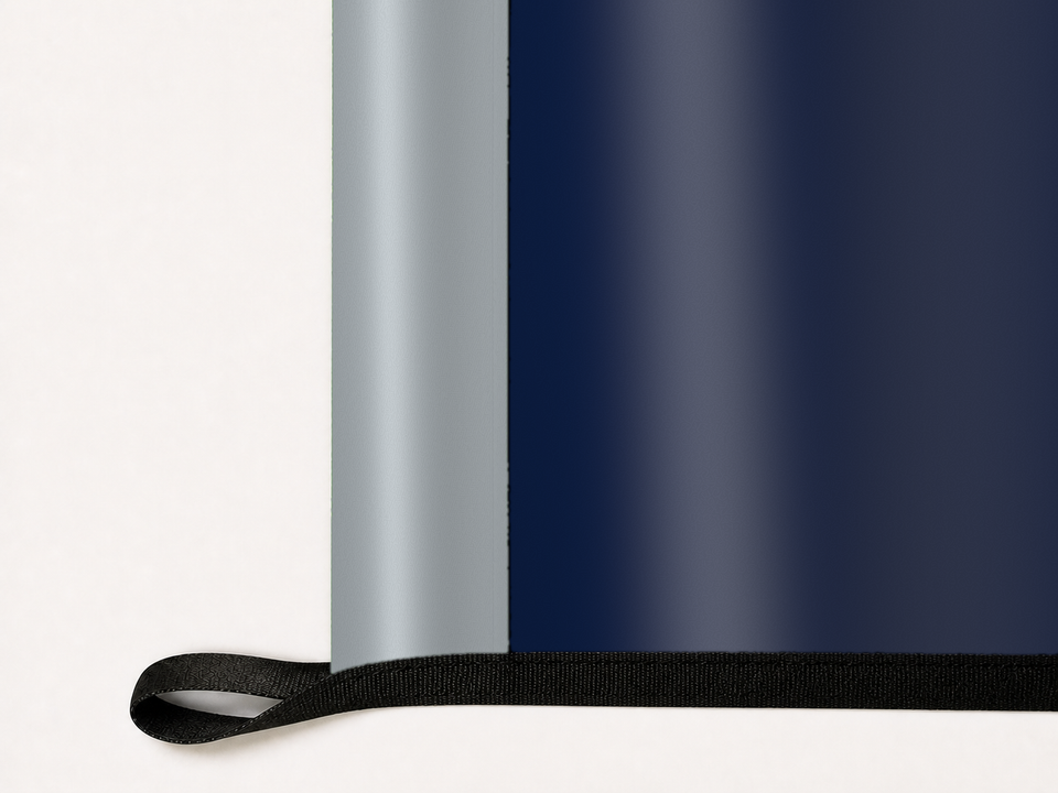 Georgia Southern Eagles Authentic Gameday Flag underside and personalization construction view — continuous restrained woven-satin Georgia Southern Eagles Accent header, textured Georgia Southern Eagles Primary face, lower black loop and perimeter webbing — source_sha256=47f6b963ec14079ab51babe4cfcaa95148255e61689de20d99b6800fa3aa1abe