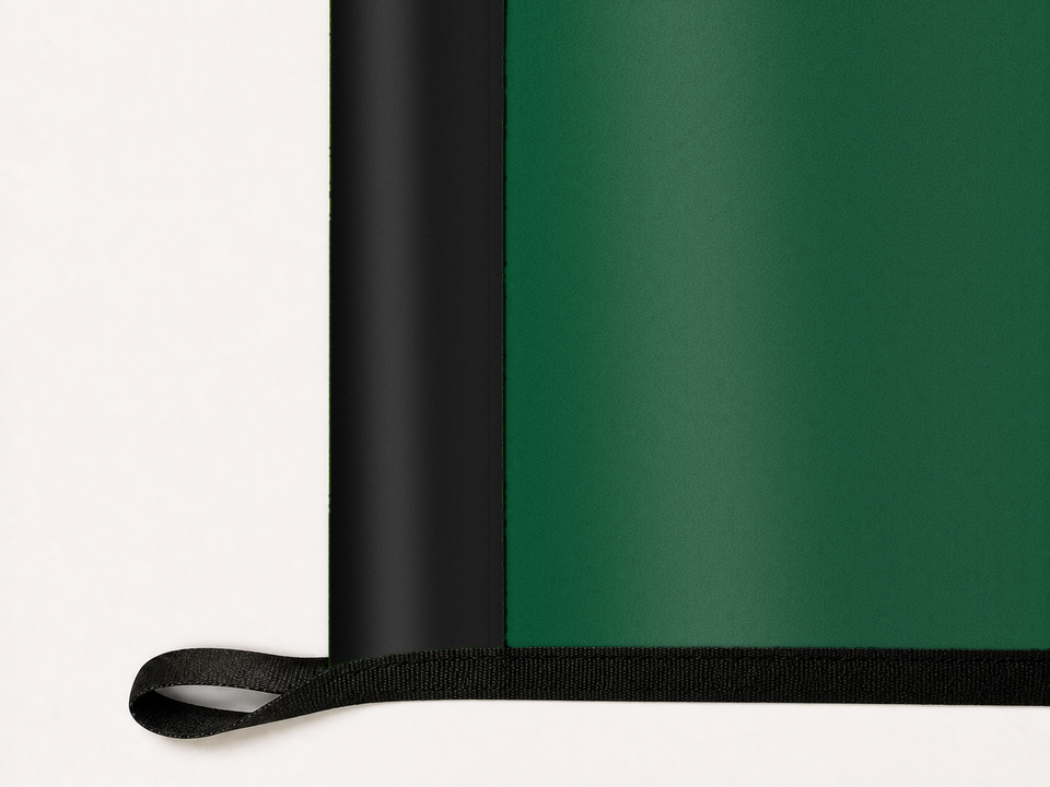 Hawai'i Rainbow Warriors Authentic Gameday Flag underside and personalization construction view — continuous restrained woven-satin Hawai'i Rainbow Warriors Accent header, textured Hawai'i Rainbow Warriors Primary face, lower black loop and perimeter webbing — source_sha256=7434cf79824f98524289d59ac5e8fa4a8904b88896c8e89015feddb63df1e3dd