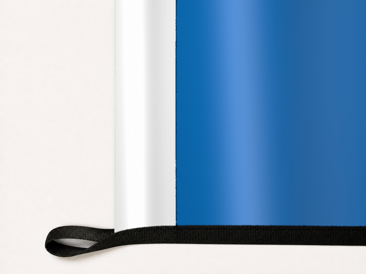 Middle Tennessee Blue Raiders Authentic Gameday Flag underside and personalization construction view — continuous restrained woven-satin Middle Tennessee Blue Raiders Accent header, textured Middle Tennessee Blue Raiders Primary face, lower black loop and perimeter webbing — source_sha256=d5c0a8911a02ca76aaa8c6b6dd95c170ec295e925c94cbe73a817ef8e02195bb
