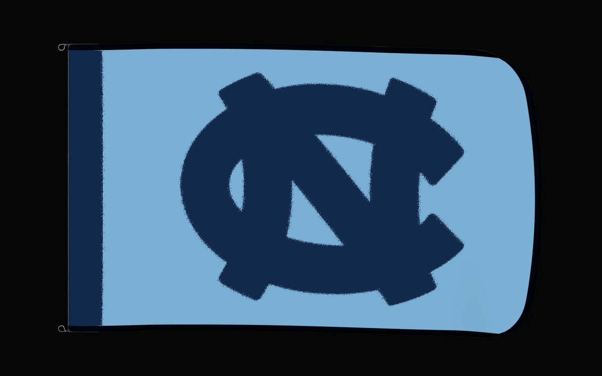 EXO rotating product view — North Carolina Tar Heels Authentic Gameday Flag — controlled catalog turntable