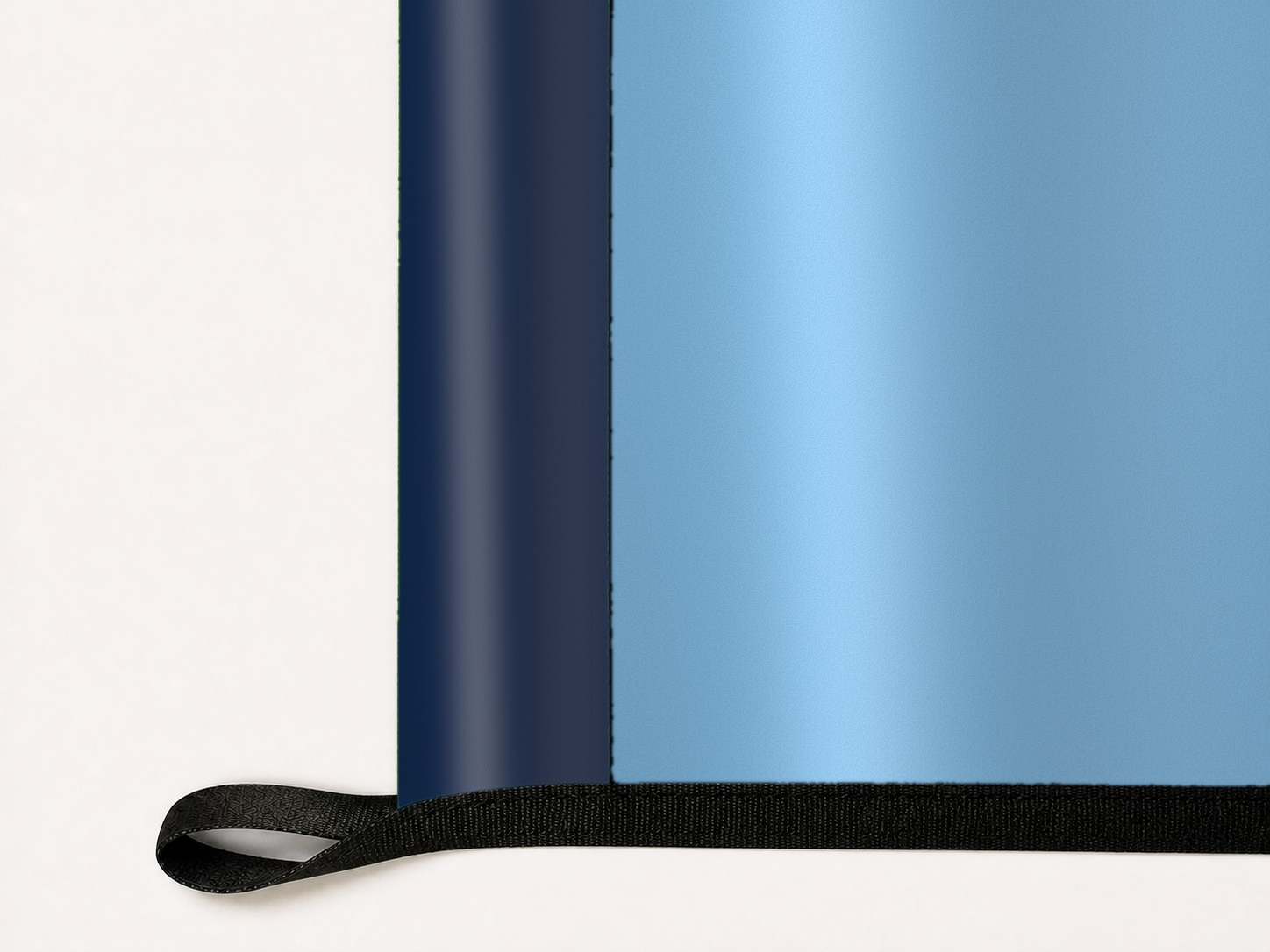 North Carolina Tar Heels Authentic Gameday Flag underside and personalization construction view — continuous restrained woven-satin North Carolina Tar Heels Accent header, textured North Carolina Tar Heels Primary face, lower black loop and perimeter webbing — source_sha256=9d00793cfdabf08429d3ae204172ec7d856466ed5c3cf8b428b8b1080abc7827