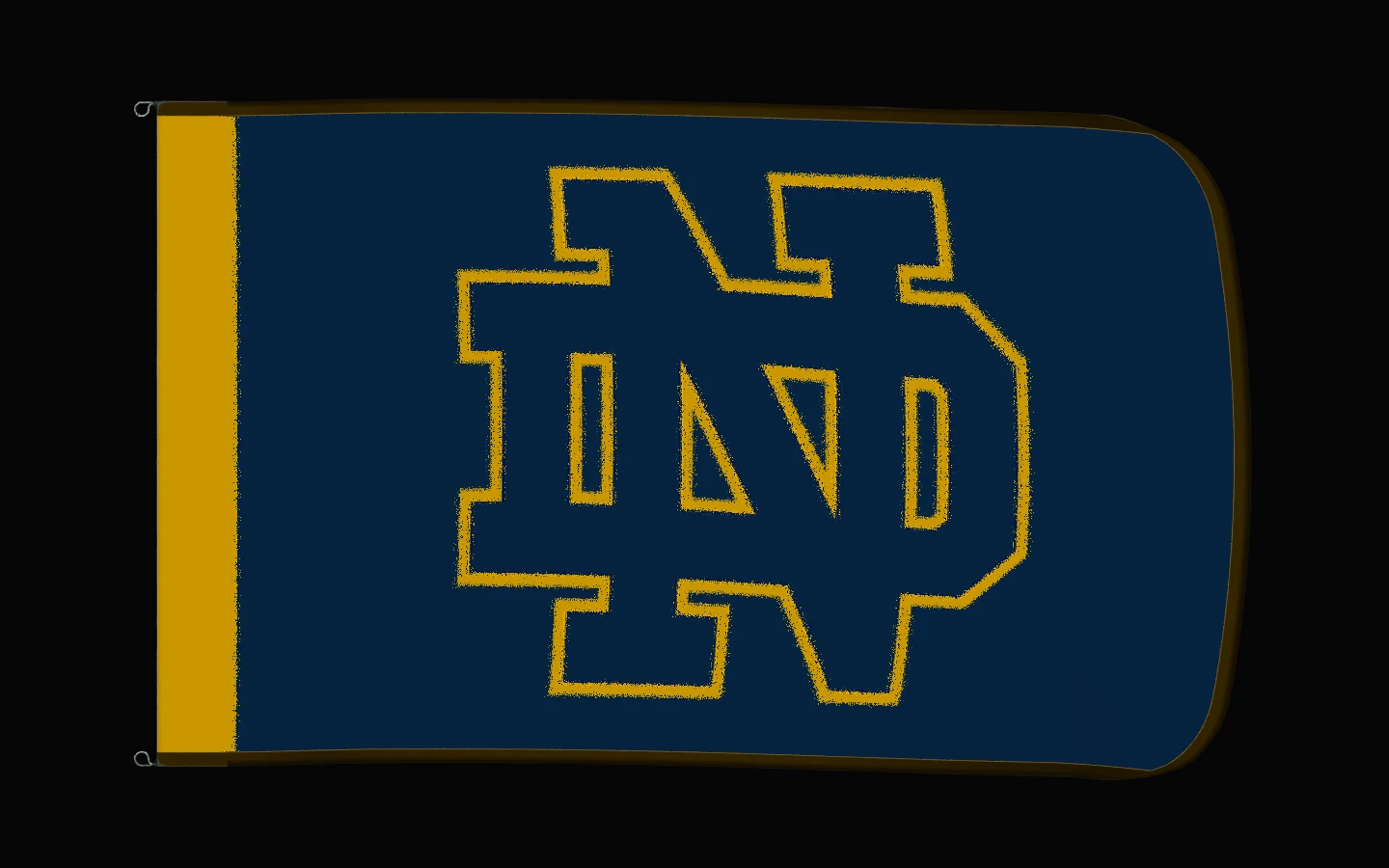 EXO rotating product view — Notre Dame Fighting Irish Authentic Gameday Flag — controlled catalog turntable