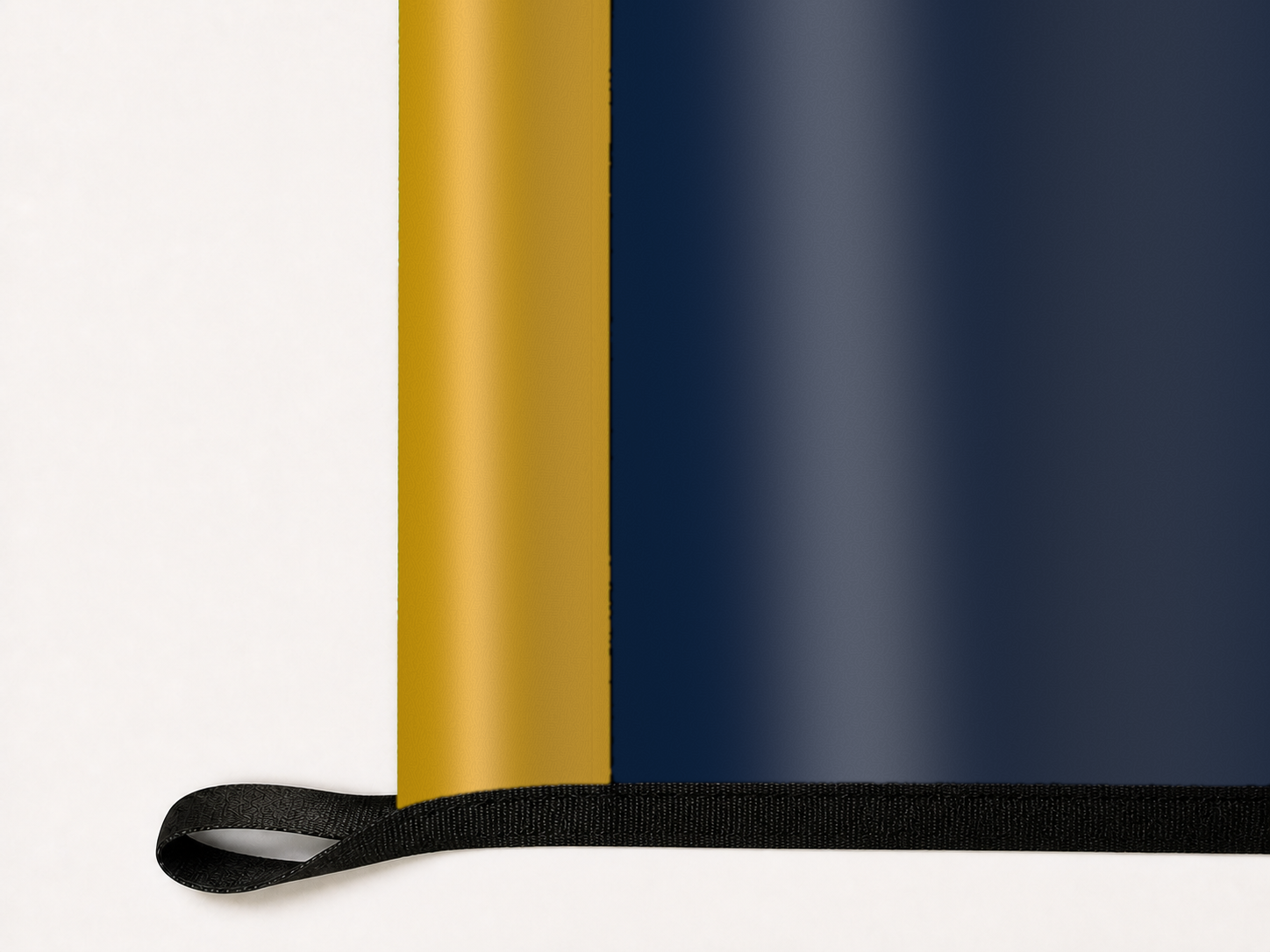 Notre Dame Fighting Irish Authentic Gameday Flag underside and personalization construction view — continuous restrained woven-satin Notre Dame Fighting Irish Accent header, textured Notre Dame Fighting Irish Primary face, lower black loop and perimeter webbing — source_sha256=5bfecb39924207267b3e049c2f2d103278423ce9f51536d0fe62e94b692e6579
