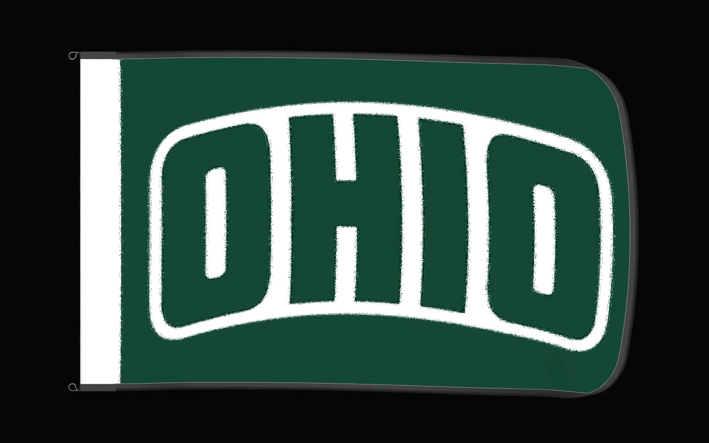 EXO rotating product view — Ohio Bobcats Authentic Gameday Flag — controlled catalog turntable