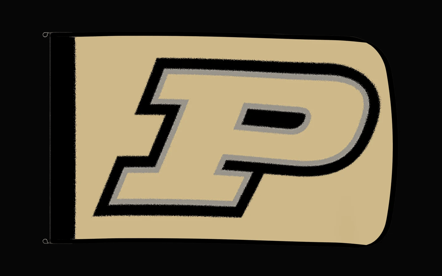 EXO rotating product view — Purdue Boilermakers Authentic Gameday Flag — controlled catalog turntable