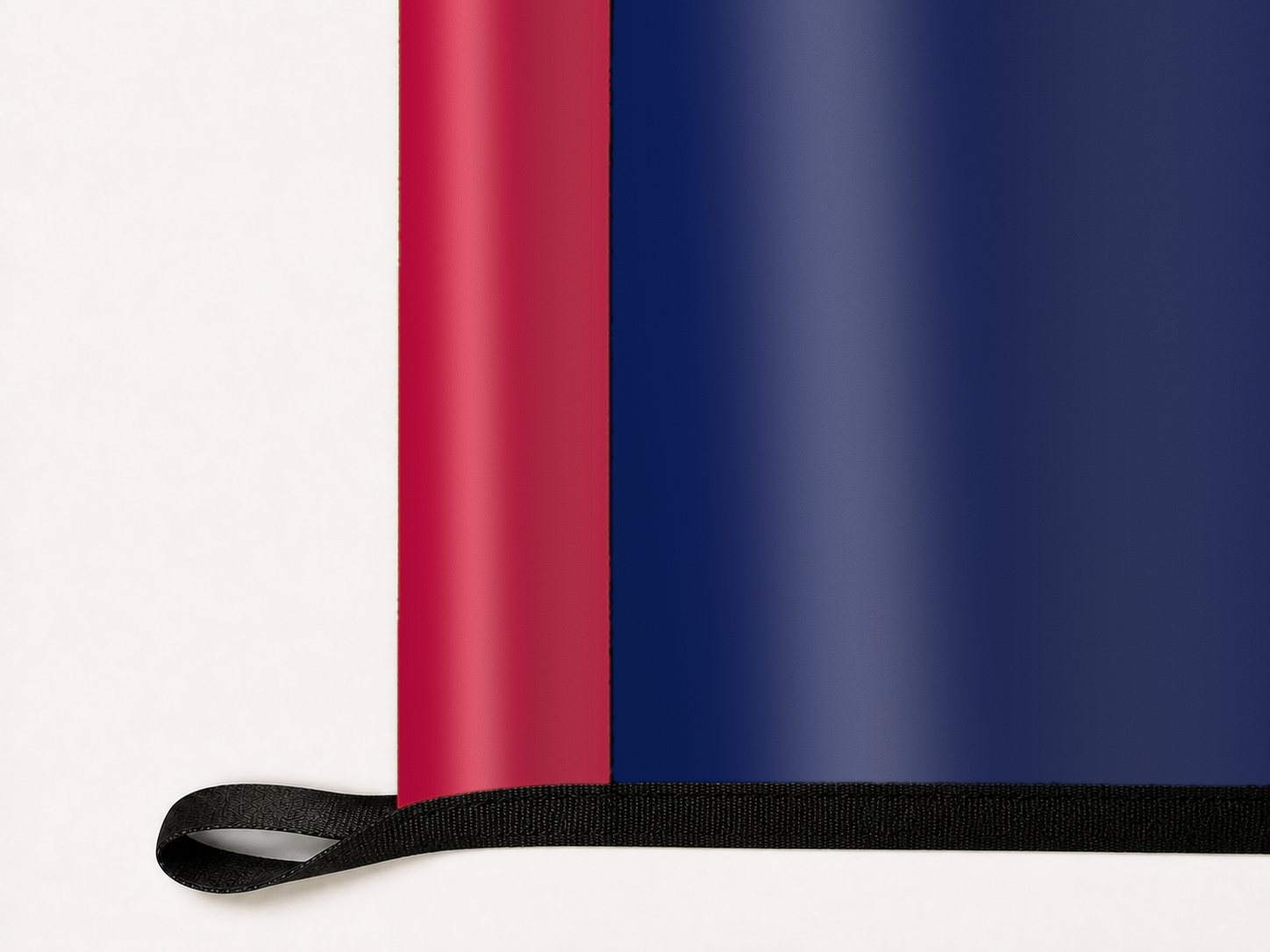 South Alabama Jaguars Authentic Gameday Flag underside and personalization construction view — continuous restrained woven-satin South Alabama Jaguars Accent header, textured South Alabama Jaguars Primary face, lower black loop and perimeter webbing — source_sha256=e09cdb618db24201b0849e5715391a4511ec2c69476d9b9b166a6d0d8801aee7