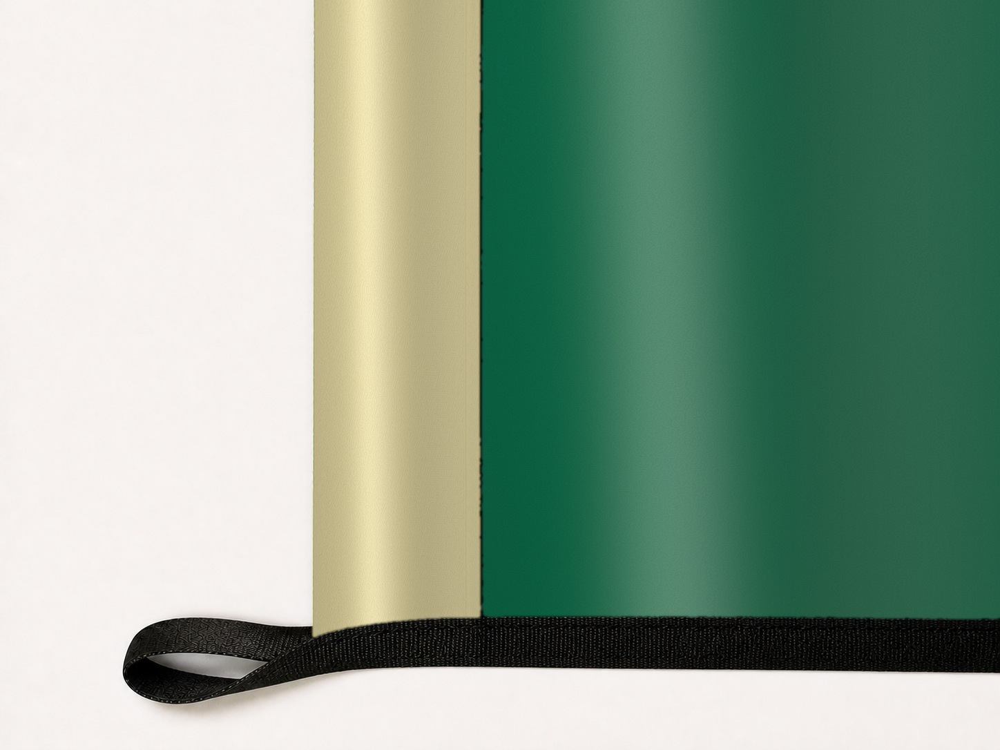 South Florida Bulls Authentic Gameday Flag underside and personalization construction view — continuous restrained woven-satin South Florida Bulls Accent header, textured South Florida Bulls Primary face, lower black loop and perimeter webbing — source_sha256=49546ef2e61b4d66d32527ee6356874f13dac37354fc90247117c7373906230b