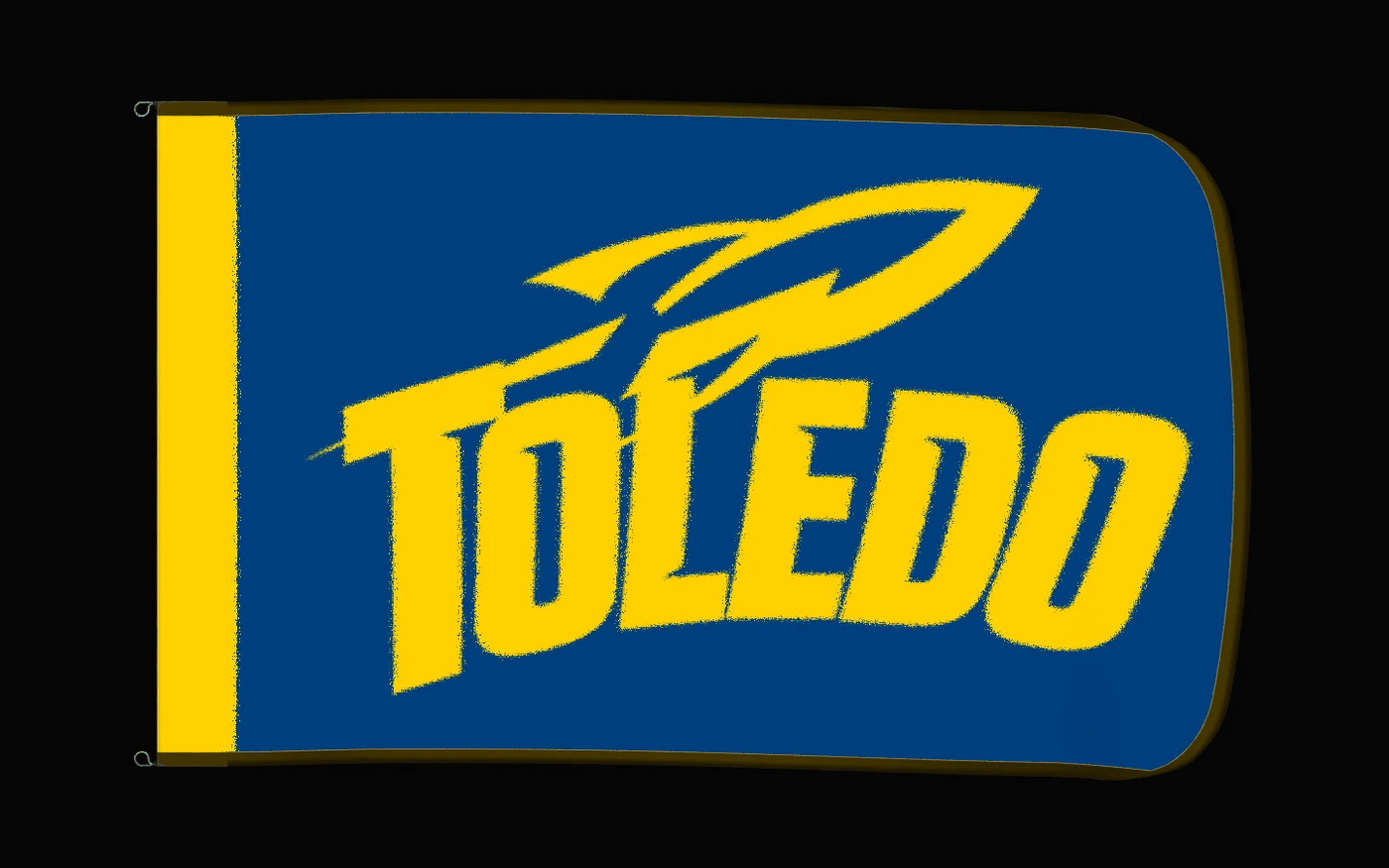EXO rotating product view — Toledo Rockets Authentic Gameday Flag — controlled catalog turntable