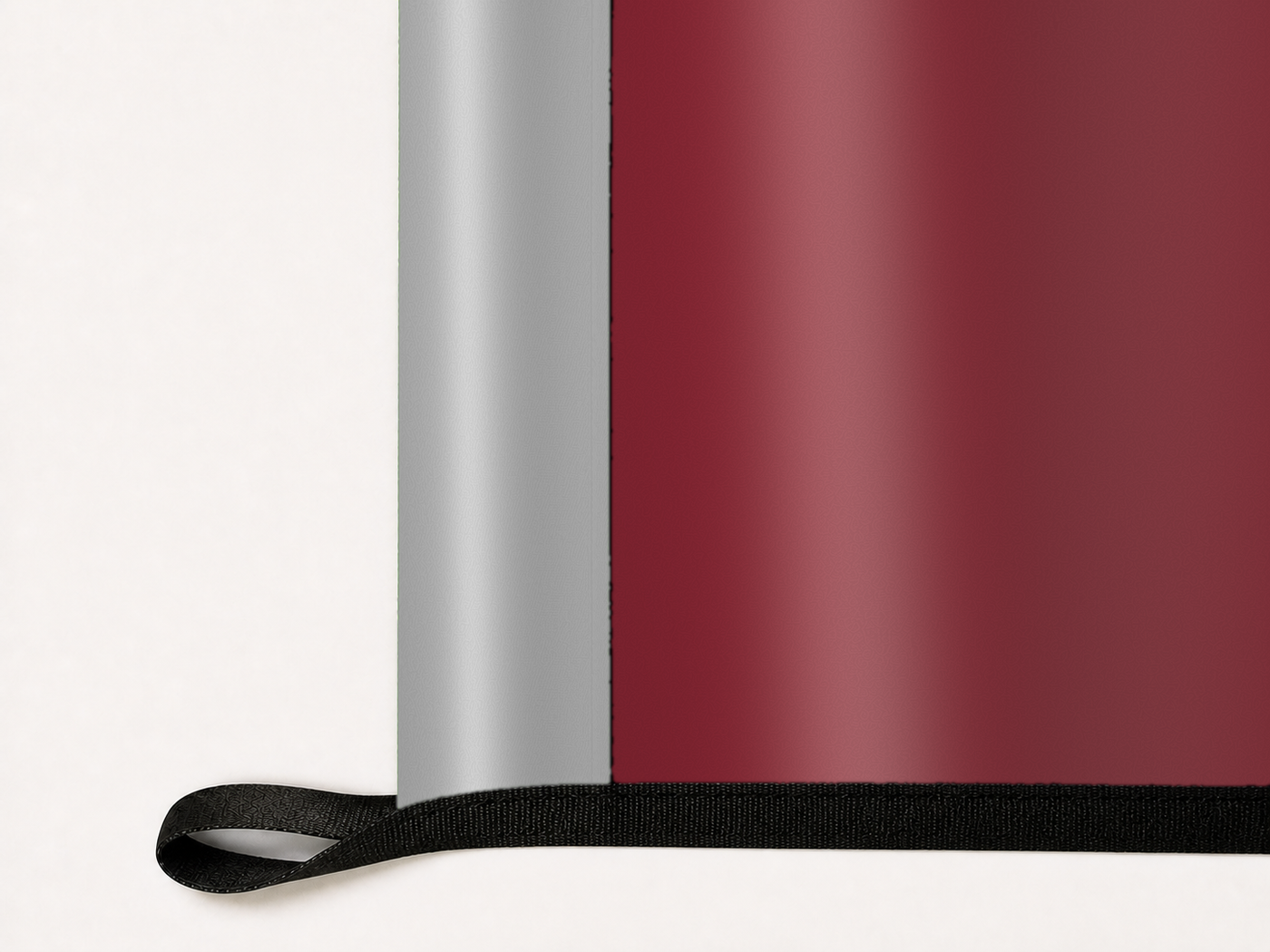 Troy Trojans Authentic Gameday Flag underside and personalization construction view — continuous restrained woven-satin Troy Trojans Accent header, textured Troy Trojans Primary face, lower black loop and perimeter webbing — source_sha256=995dfbbe379c6a29652de108b791a0bcf05e8234a4228daa8f8eea7fbbf830f2