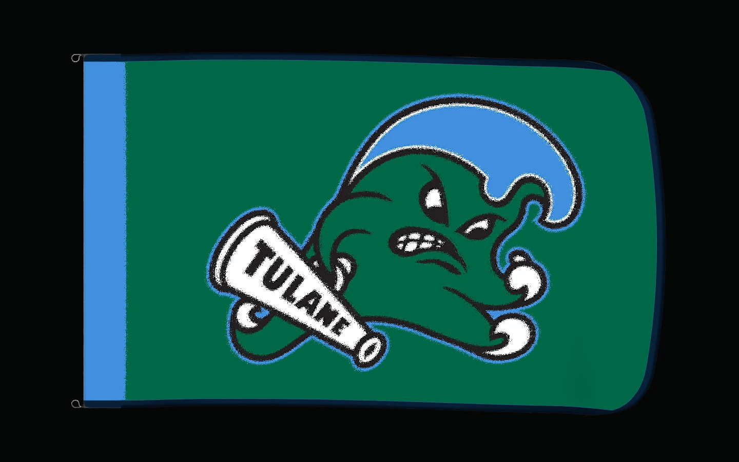 EXO rotating product view — Tulane Green Wave Authentic Gameday Flag — controlled catalog turntable