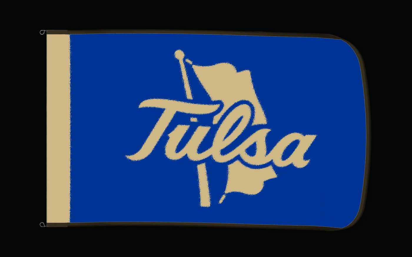 EXO rotating product view — Tulsa Golden Hurricane Authentic Gameday Flag — controlled catalog turntable