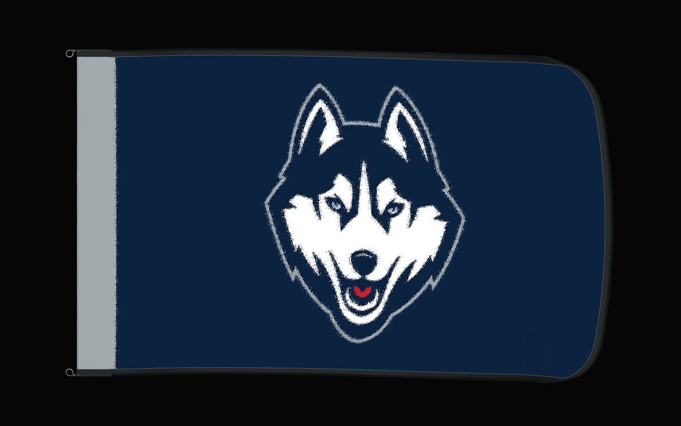 EXO rotating product view — UConn Huskies Authentic Gameday Flag — controlled catalog turntable
